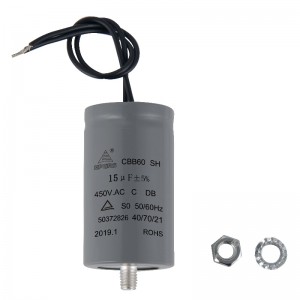 15UF 50/70HZ SH S0 450V 40/70/21 CBB60 Condensator pentru motor tubular